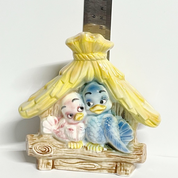 Rare Vintage Lefton Lovebirds in Bird House Napkin Holder. - Picture 8 of 9